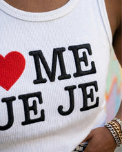 Load image into Gallery viewer, Love me Je Je Embroidered Ribbed Tank-Top