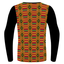 Load image into Gallery viewer, Kente (Black) Long Sleeve Workout Shirt