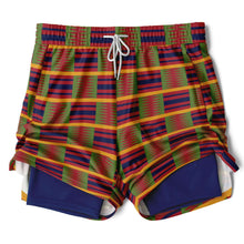 Load image into Gallery viewer, Kente (Blue) Men&#39;s 2-in-1 Shorts