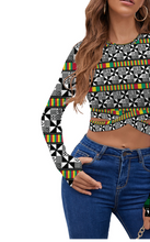 Load image into Gallery viewer, Adinkra Strappy Long Sleeve Cropped Top