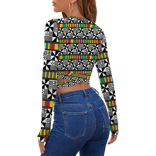 Load image into Gallery viewer, Adinkra Strappy Long Sleeve Cropped Top