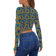 Load image into Gallery viewer, Fleurs de Mariage Strappy Long Sleeve Cropped Top