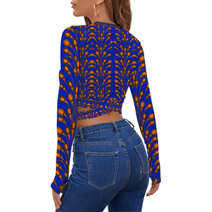 Electric Bulb Strappy Long Sleeve Cropped Top